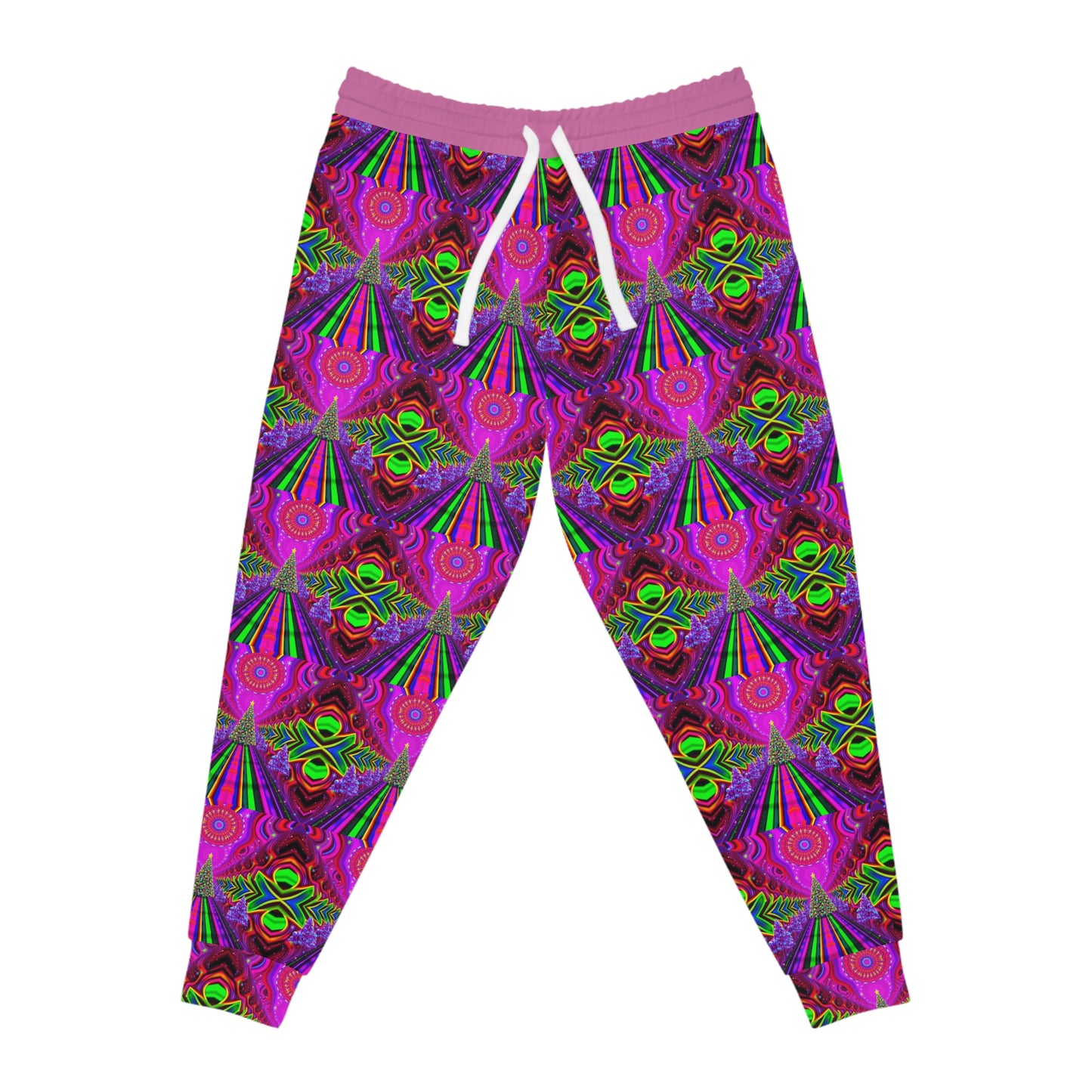 Vibrant Christmas Trees 2 Athletic Joggers - Colorful Activewear for Fitness & Relaxation