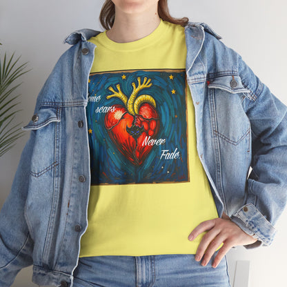 Heart Art Unisex Heavy Cotton Tee - "Some scars never fade"