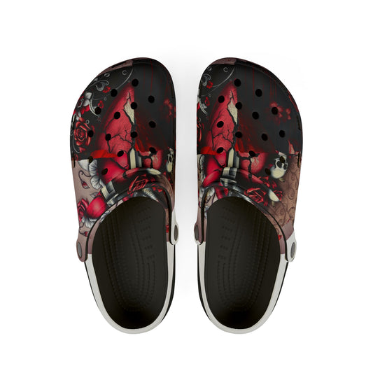 "Tangled Hearts" Gothic Floral Clogs - Trendy EVA Foam Shoes for Comfort & Style, Unique Footwear for Festivals, Parties, Everyday Wear, Skulls & Roses [...]