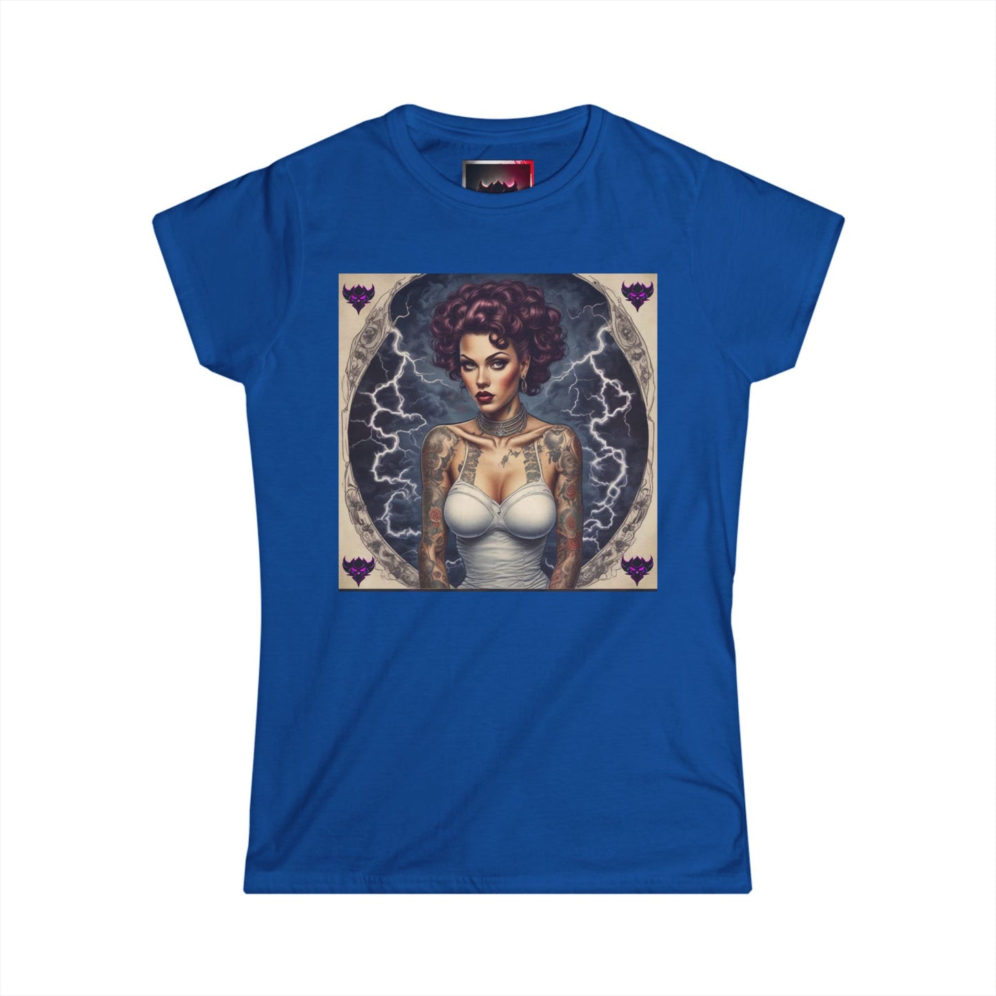 Gothic Glam Frankenstein's Bride Women's Heavy Cotton T-Shirt - Vintage Tattoo Art Design