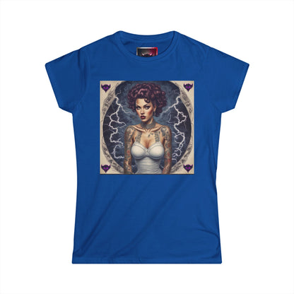 Gothic Glam Frankenstein's Bride Women's Heavy Cotton T-Shirt - Vintage Tattoo Art Design