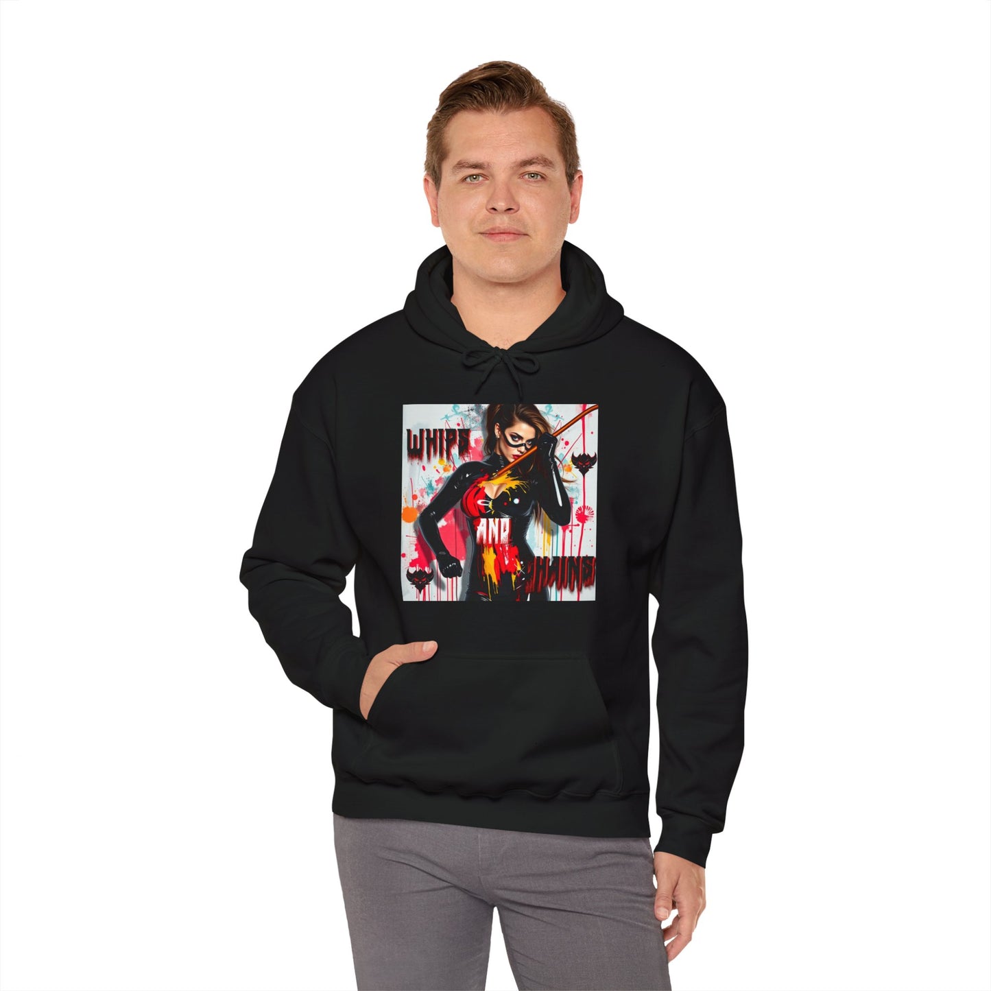 "Whips and Chains" Fierce Art Unisex Heavy Blend™ Hooded Sweatshirt - White