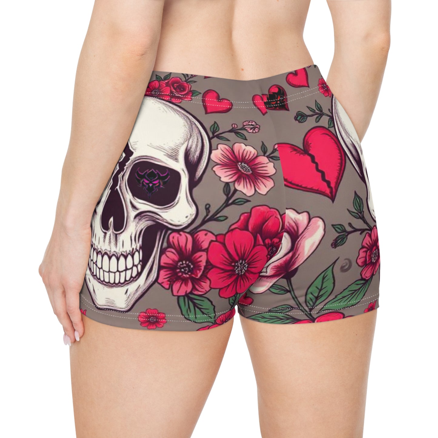 Gothic Floral Skull and Roses Women's Shorts – Edgy Summer Style