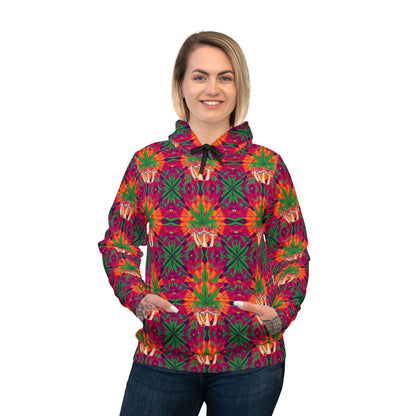 "Marijuana Fumes and Shrooms" Colorful Pattern Athletic Hoodie for Trendy Comfort