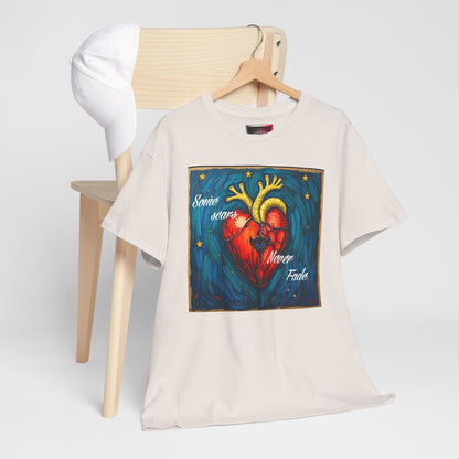 Heart Art Unisex Heavy Cotton Tee - "Some scars never fade"