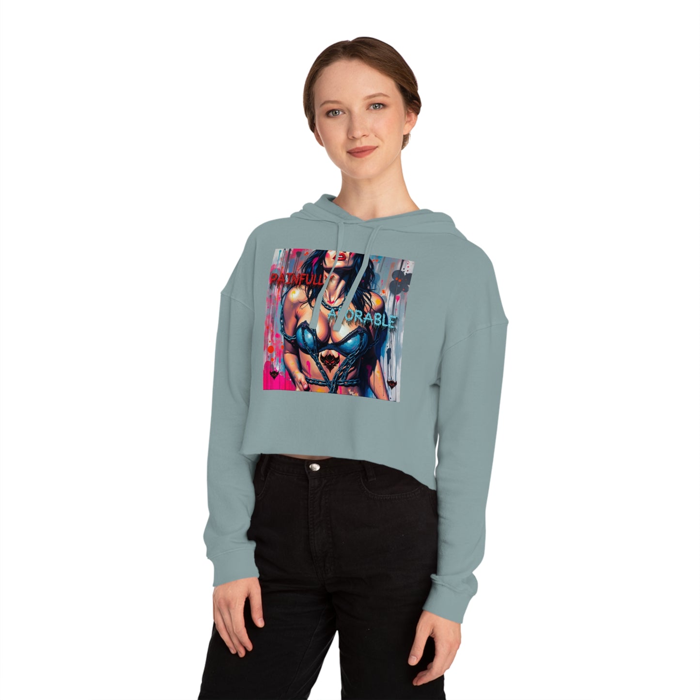 "Painfully Adorable" Women’s Cropped Hoodie - Stylish Comfort for Bold Fashionistas