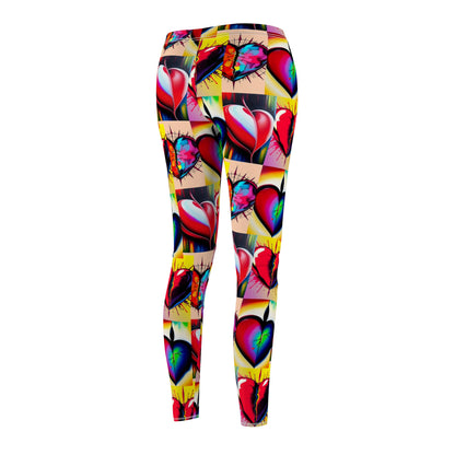 "You Broke Me But I Rebuilt Stronger" Colorful Heart Print Leggings for Women - Casual Fitness Fashion