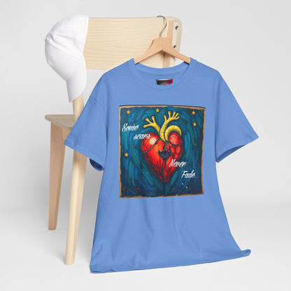 Heart Art Unisex Heavy Cotton Tee - "Some scars never fade"