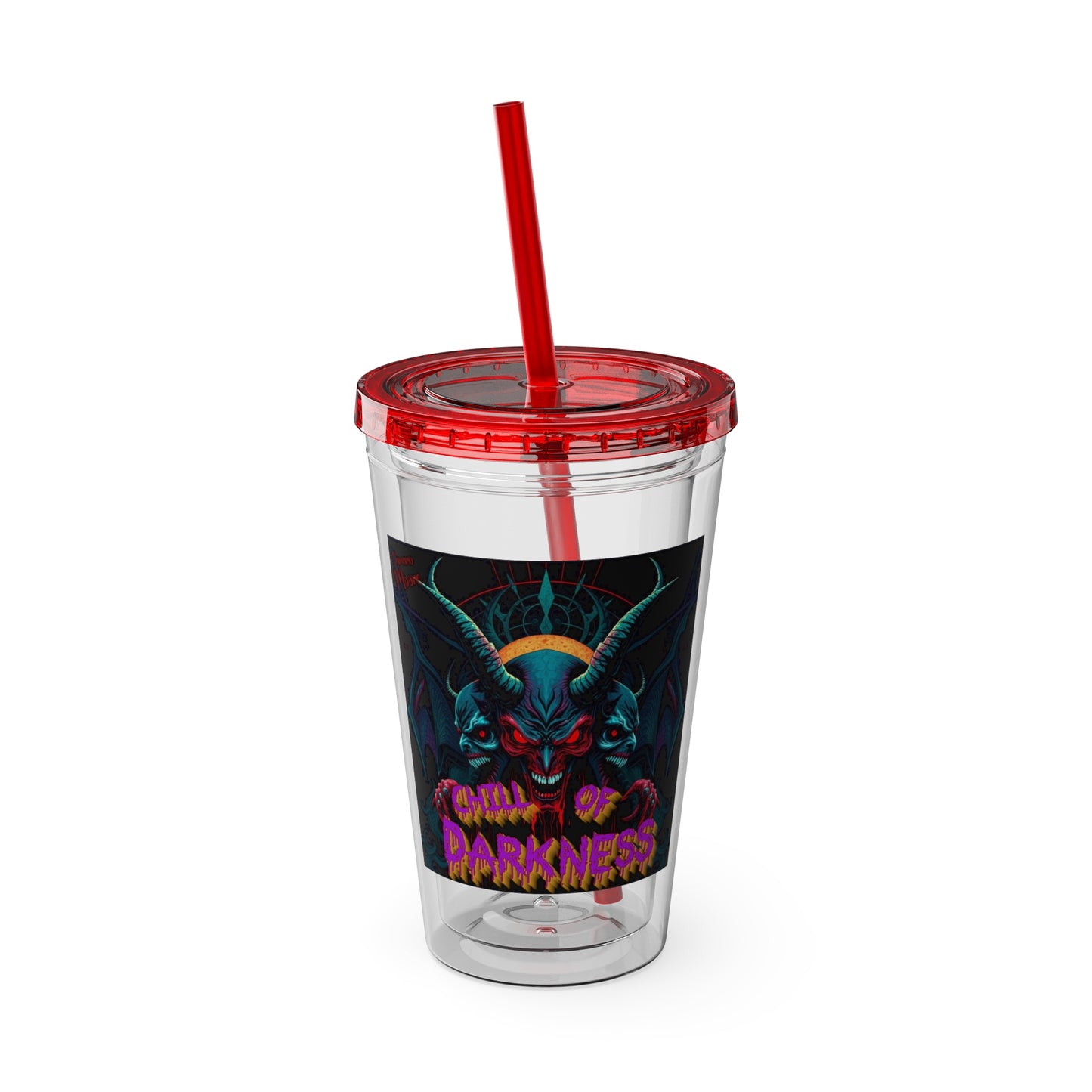 Chill of Darkness-Sunsplash Tumbler with Straw | 16oz Vibrant Drinkware for Dark Aesthetic Lovers