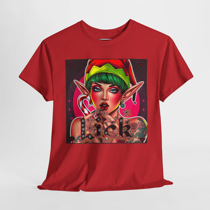 "Lick" Enchanting Elf Graphic T-Shirt - Unisex Heavy Cotton Shirt for Festive Vibes