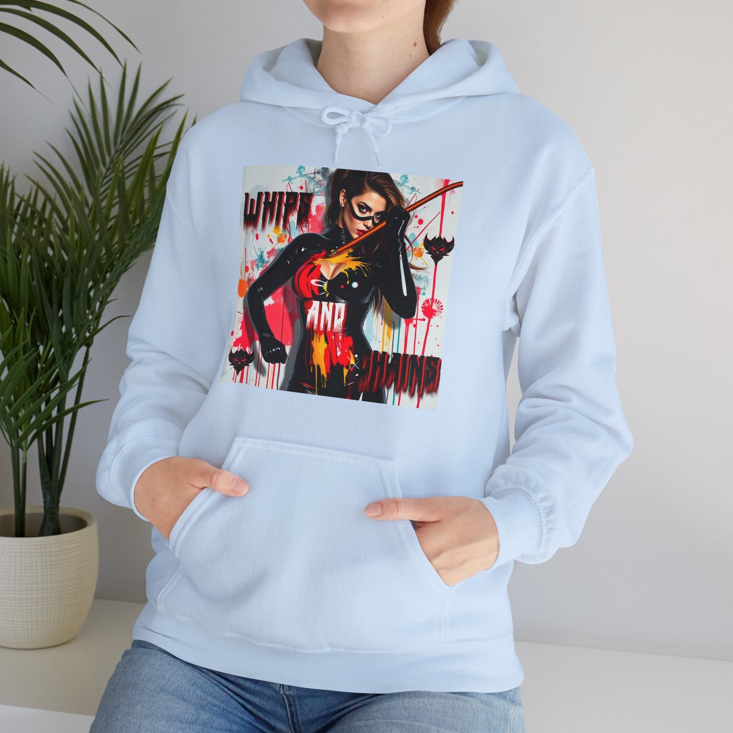 "Whips and Chains" Fierce Art Unisex Heavy Blend™ Hooded Sweatshirt - White