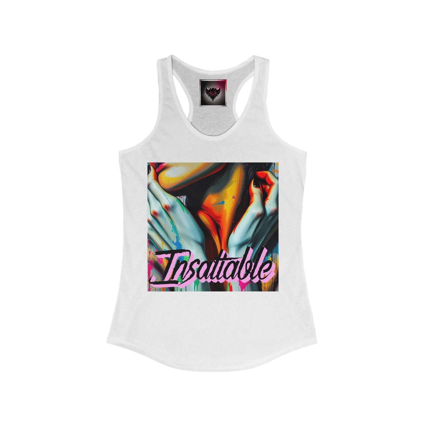 "Insatiable" Women's Racerback Tank - Vibrant Art Design for Summer Vibes