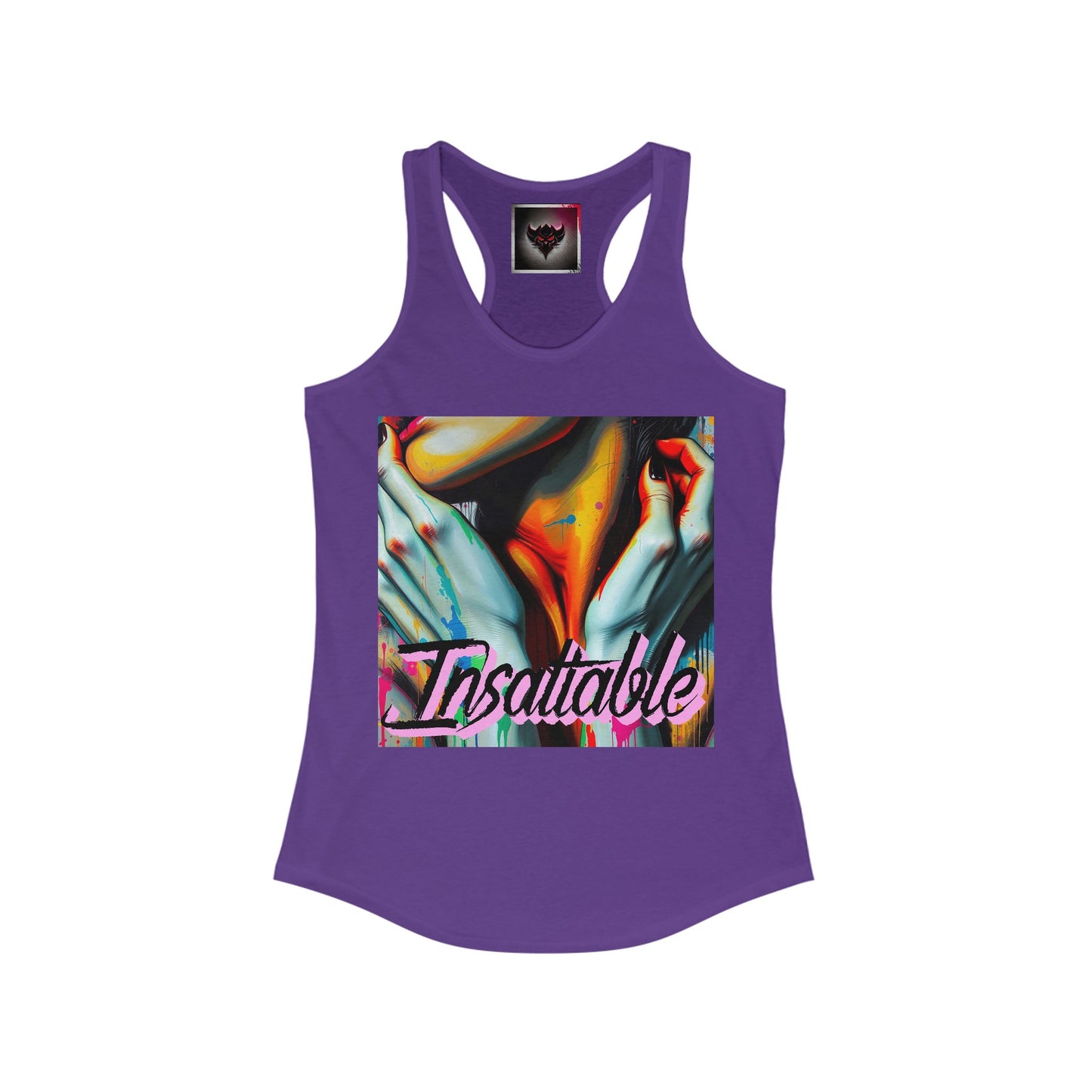 "Insatiable" Women's Racerback Tank - Vibrant Art Design for Summer Vibes