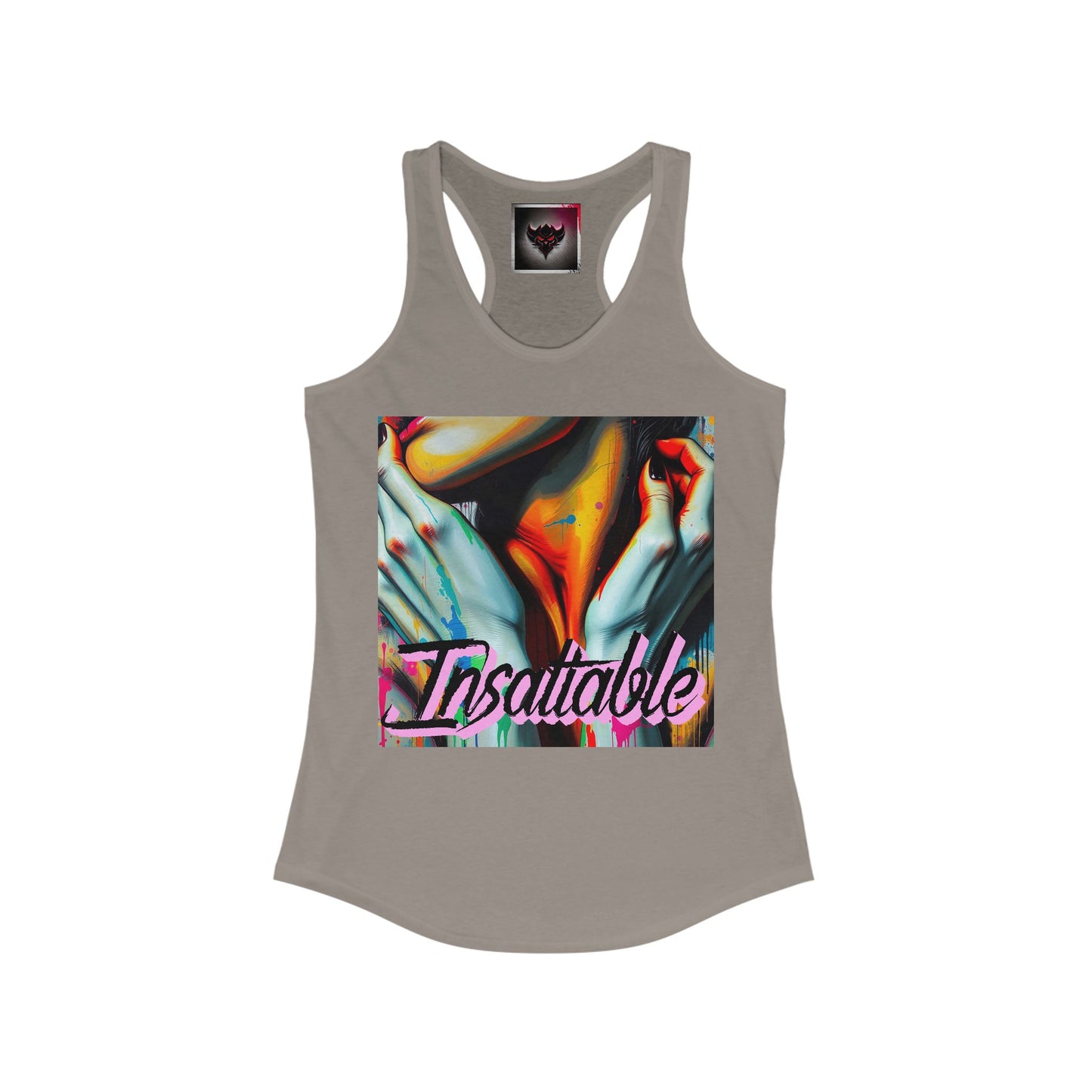 "Insatiable" Women's Racerback Tank - Vibrant Art Design for Summer Vibes