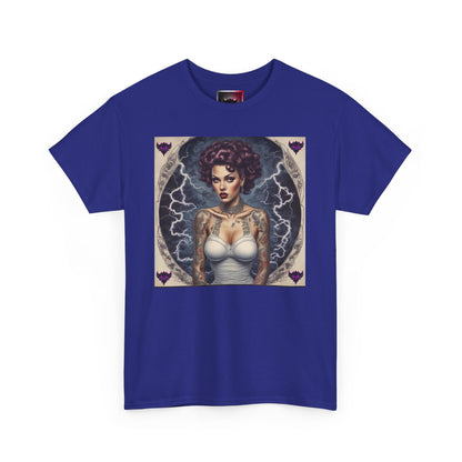 Gothic Glam Frankenstein's Bride Unisex Heavy Cotton T-Shirt - Vintage Tattoo Art Design