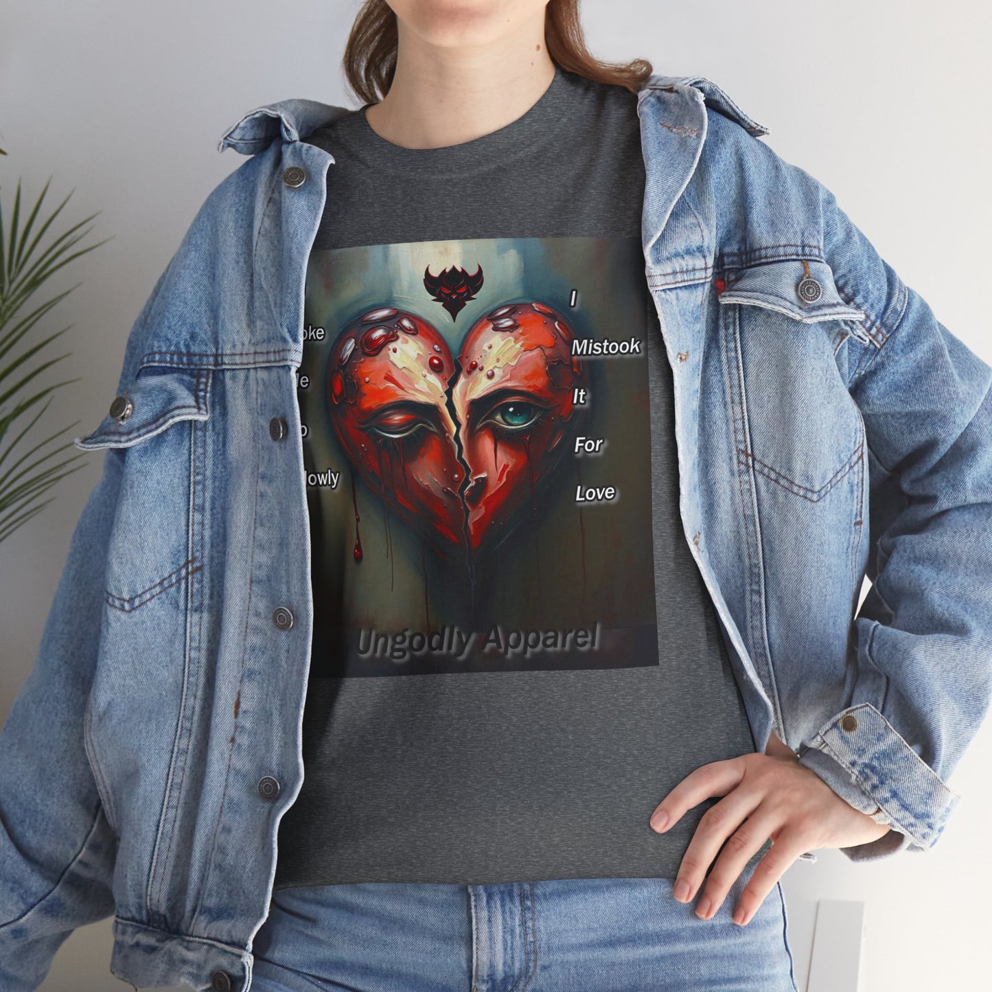 Emotional Heart Unisex Heavy Cotton Tee - 'You Broke Me So Slowly' Design