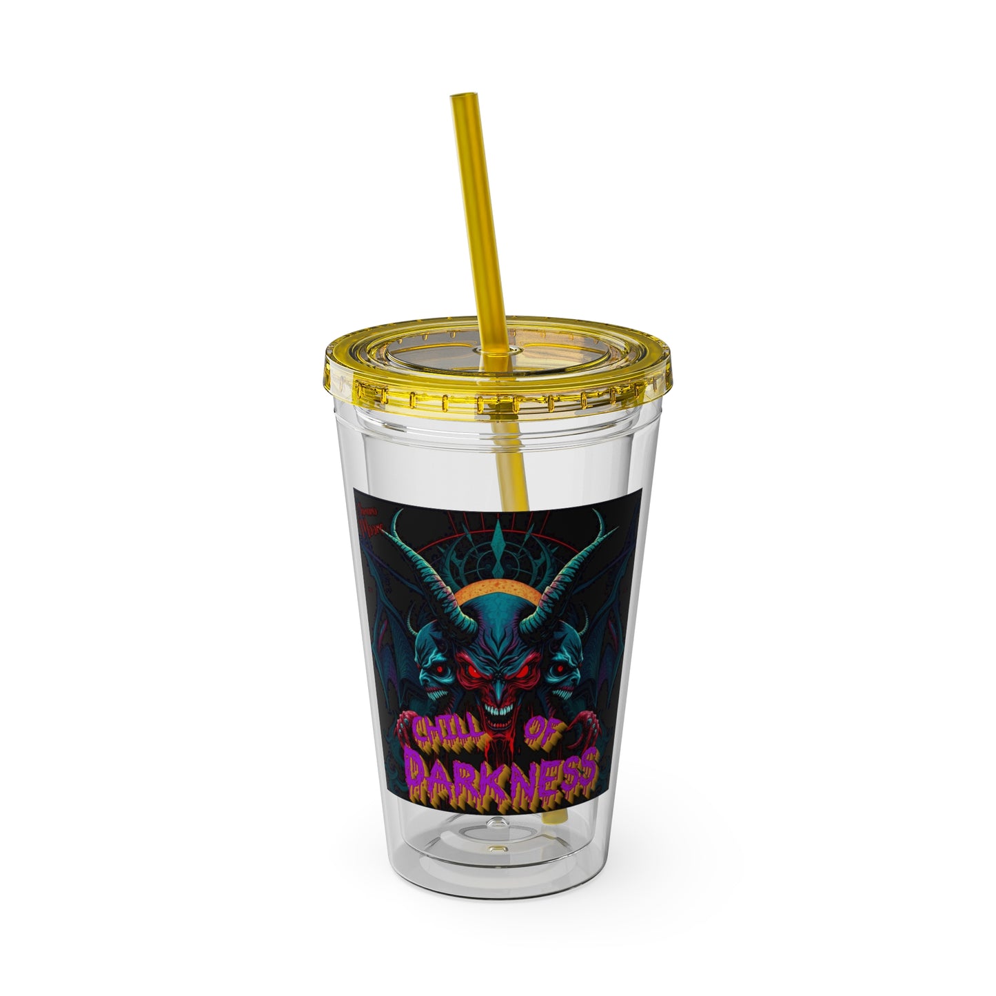 Chill of Darkness-Sunsplash Tumbler with Straw | 16oz Vibrant Drinkware for Dark Aesthetic Lovers