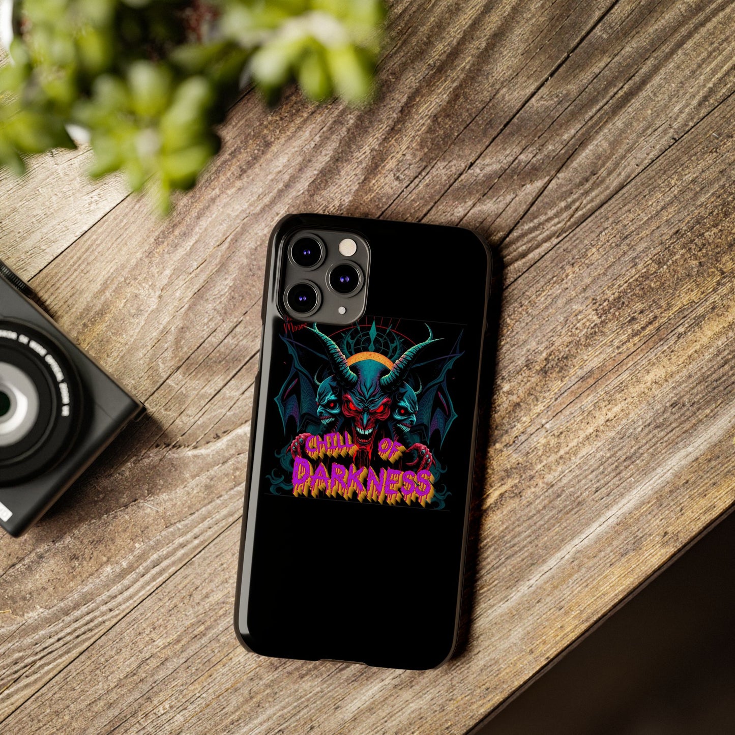 Chill of Darkness Slim Phone Case - Gothic Demon Design