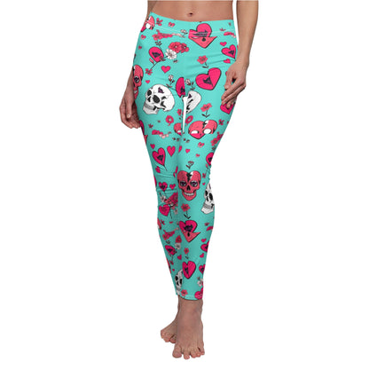 Vibrant Skull & Heart Leggings for Women - Stylish Casual Activewear