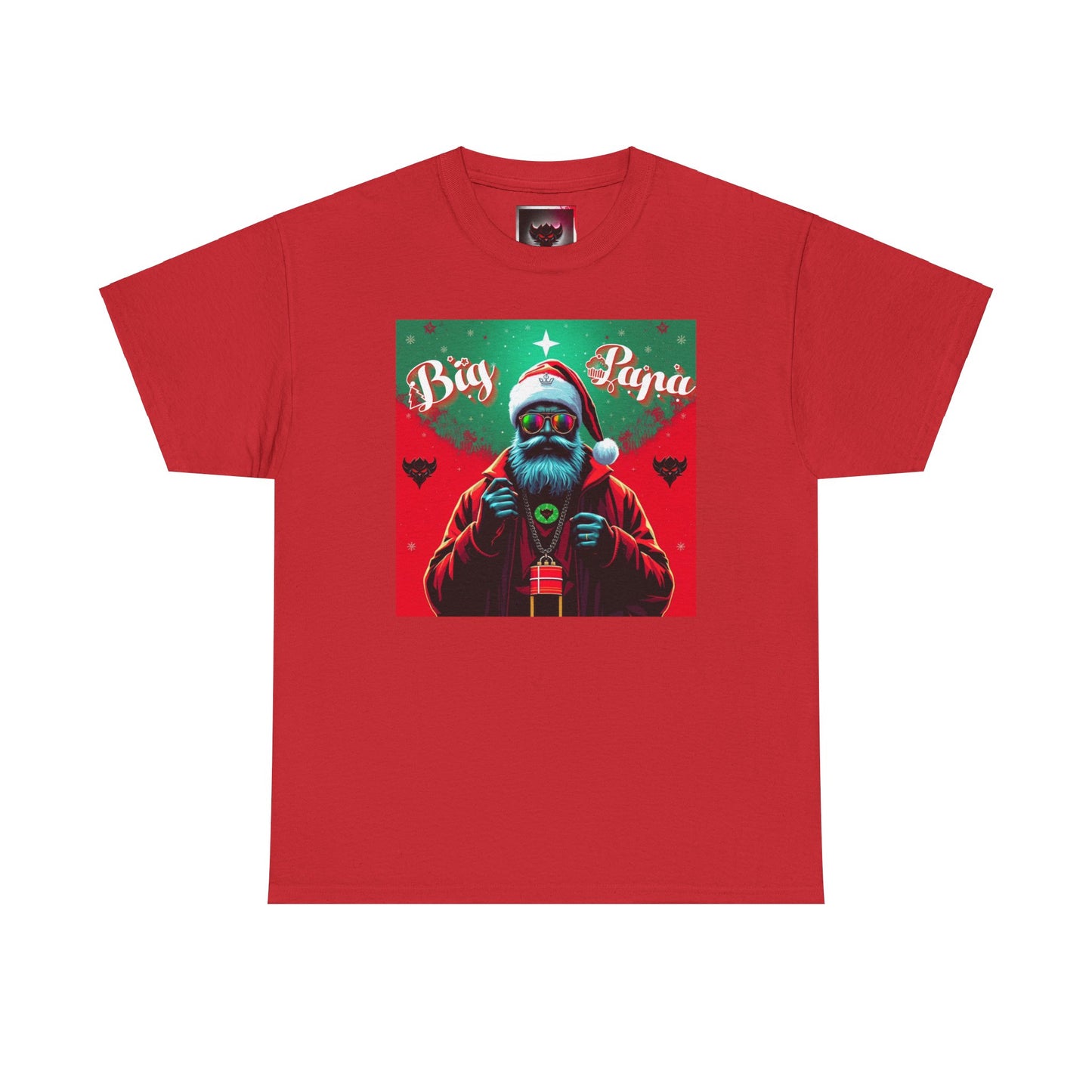 Festive Big Papa Noel Unisex Heavy Cotton T-Shirts - Santa Holiday Spirit T-Shirt