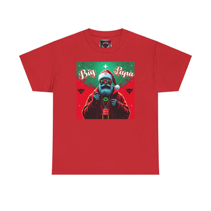 Festive Big Papa Noel Unisex Heavy Cotton T-Shirts - Santa Holiday Spirit T-Shirt