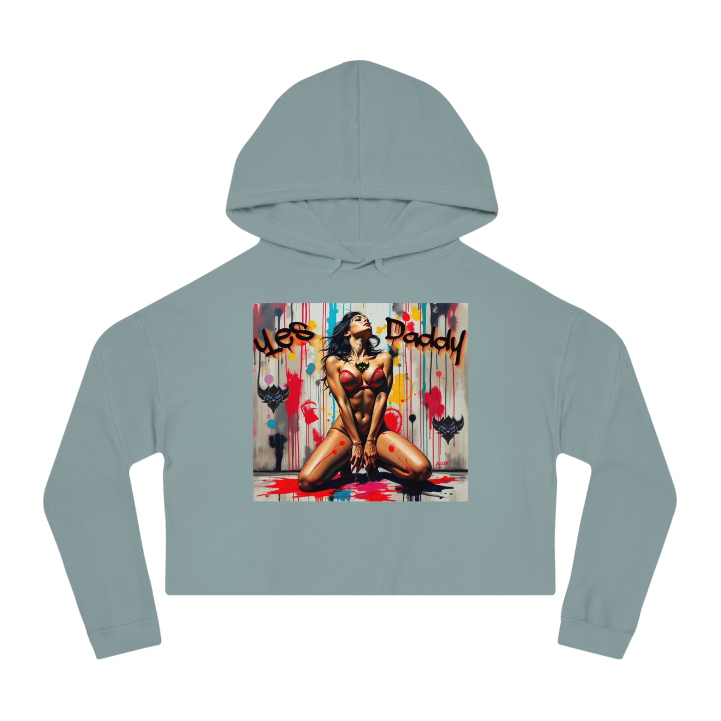 Bold Women’s Cropped Hooded Sweatshirt - "Yes Daddy" Design