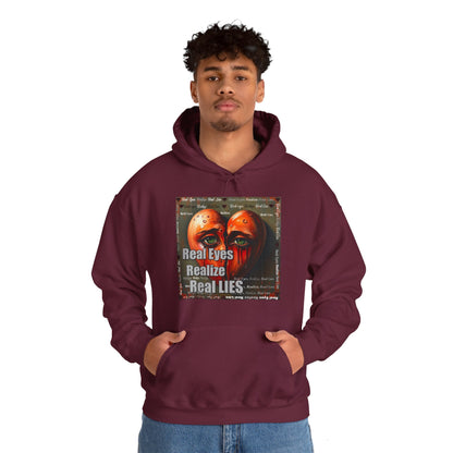 Unisex Hoodie with "Real Eyes Realize Real LIES" Graphic - Trendy Streetwear