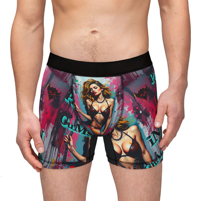 "Pleasure Cums in Chains" Men's Unique Graphic Boxers - Edgy Art Design with Provocative Text