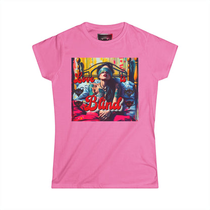 "Love is Blind" Women's Softstyle Tee - Artistic Graphic T-Shirt for Self-Expression