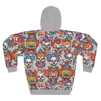 Spooky Clown Unisex Pullover Hoodie - Fun, Graphic Design for Halloween and Everyday Wear