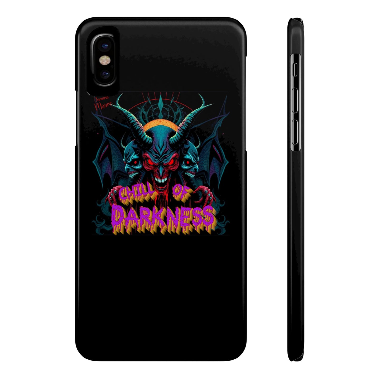 Chill of Darkness Slim Phone Case - Gothic Demon Design