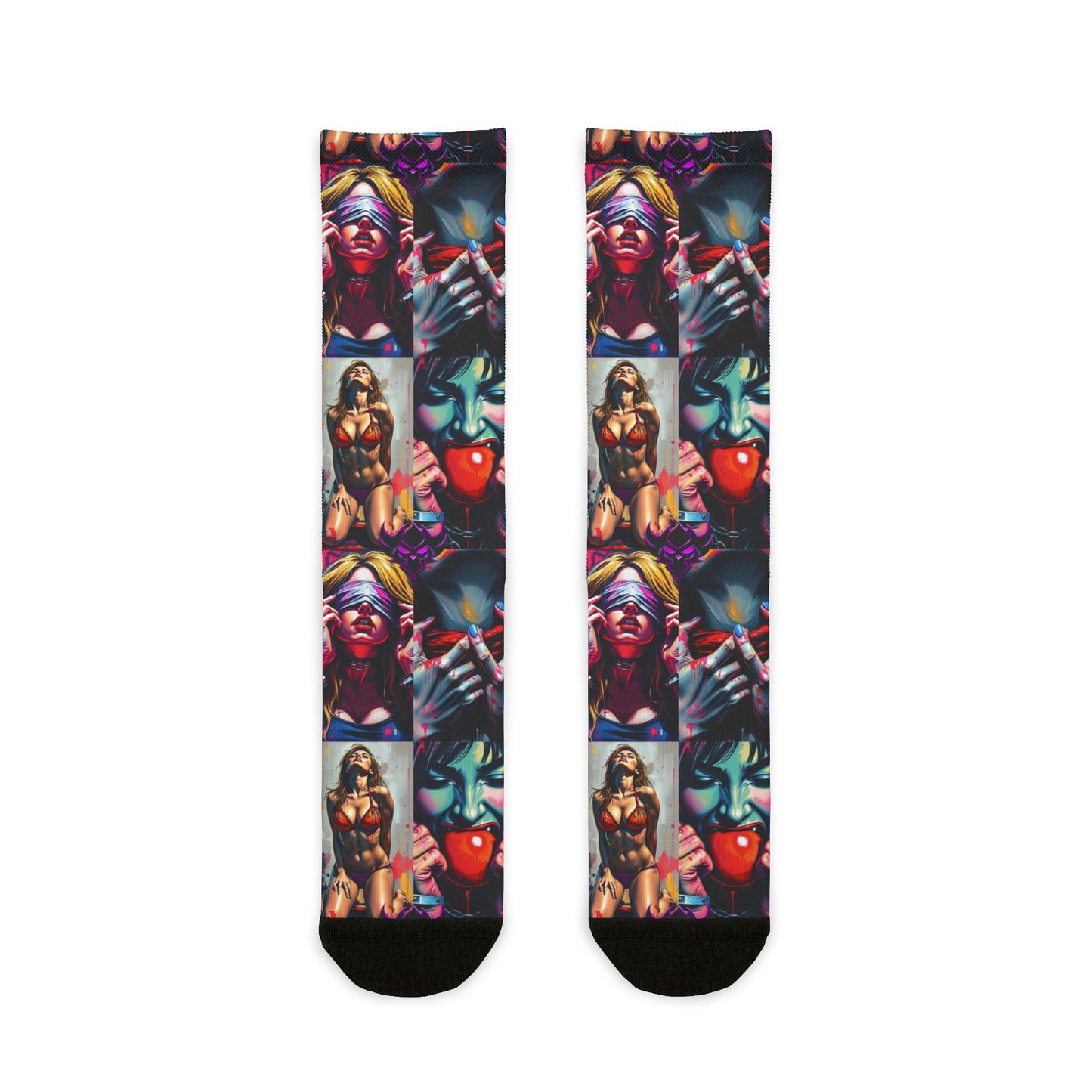 "Ungodly Kinks" Vibrant Graphic Crew Socks with Bold Artwork