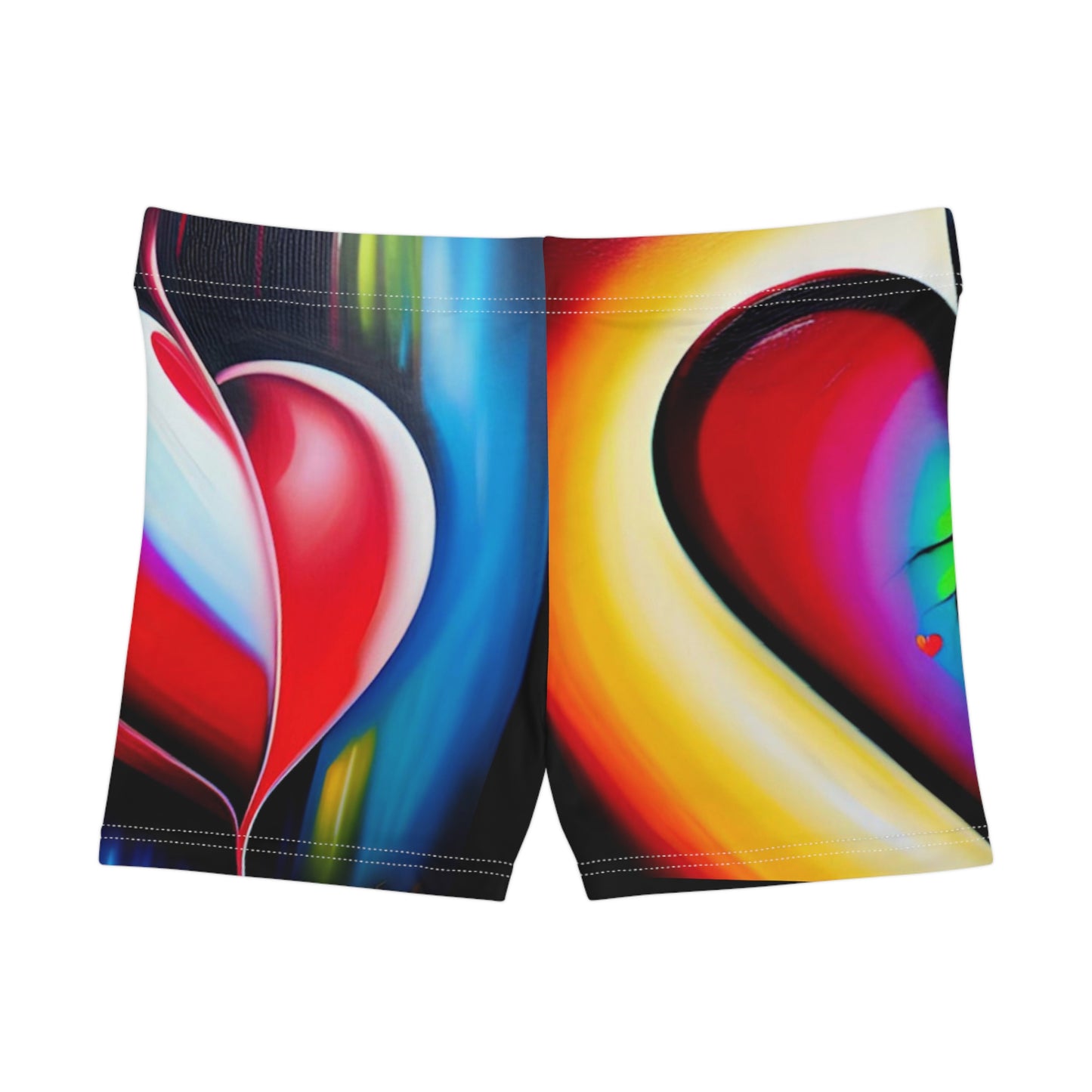 "Heartache" Colorful Abstract Heart Women's Shorts - Vibrant Summer Wear