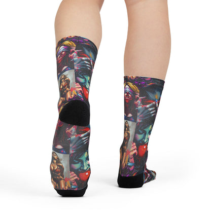 "Ungodly Kinks" Vibrant Graphic Crew Socks with Bold Artwork