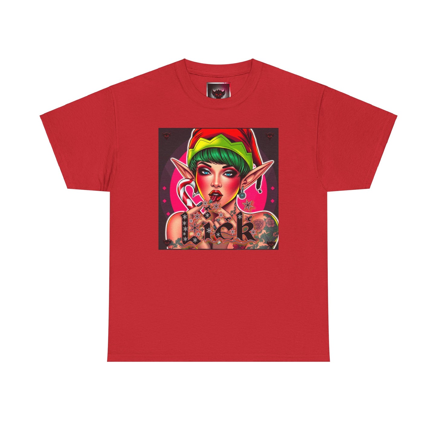 "Lick" Enchanting Elf Graphic T-Shirt - Unisex Heavy Cotton Shirt for Festive Vibes