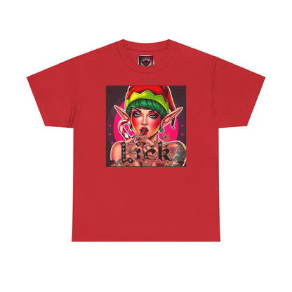 "Lick" Enchanting Elf Graphic T-Shirt - Unisex Heavy Cotton Shirt for Festive Vibes