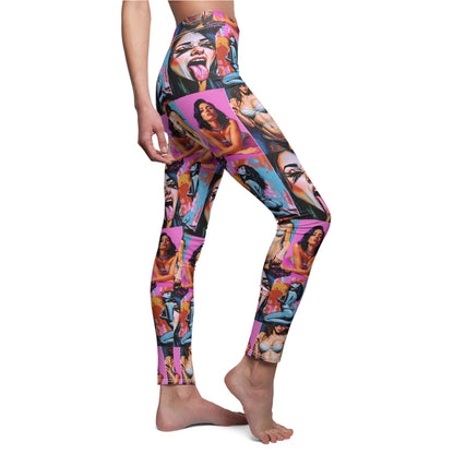 "Kink" Vibrant Women's Cut & Sew Casual Leggings - Bold Graphic Art Design