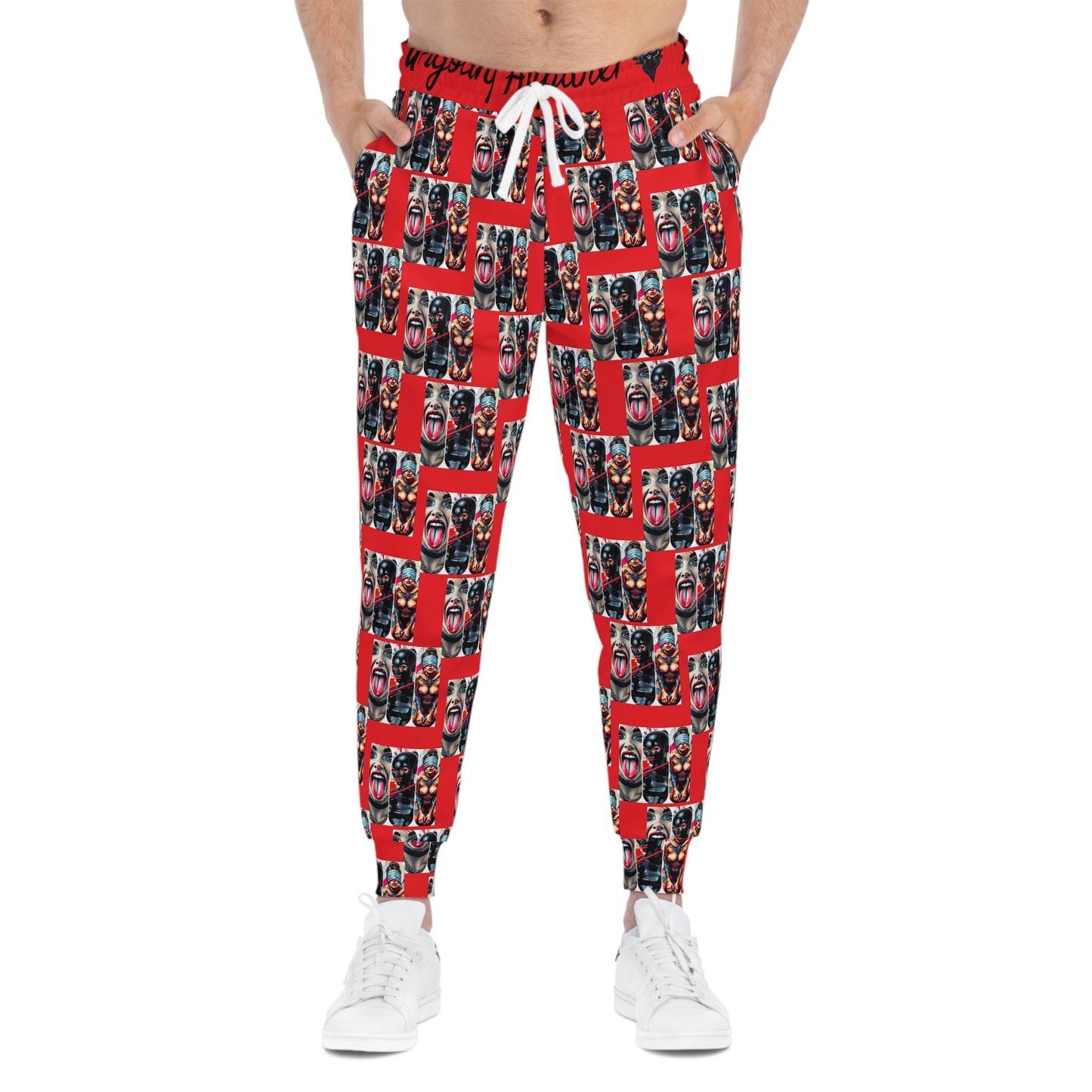 "Ungodly Fetish" Unique Graphic Athletic Joggers | Bold Red Pattern | Comfortable Casual Wear for Everyday & Fitness