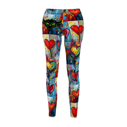 "Heart Broken" Colorful Heart Print Casual Leggings for Women - Perfect for Everyday Wear