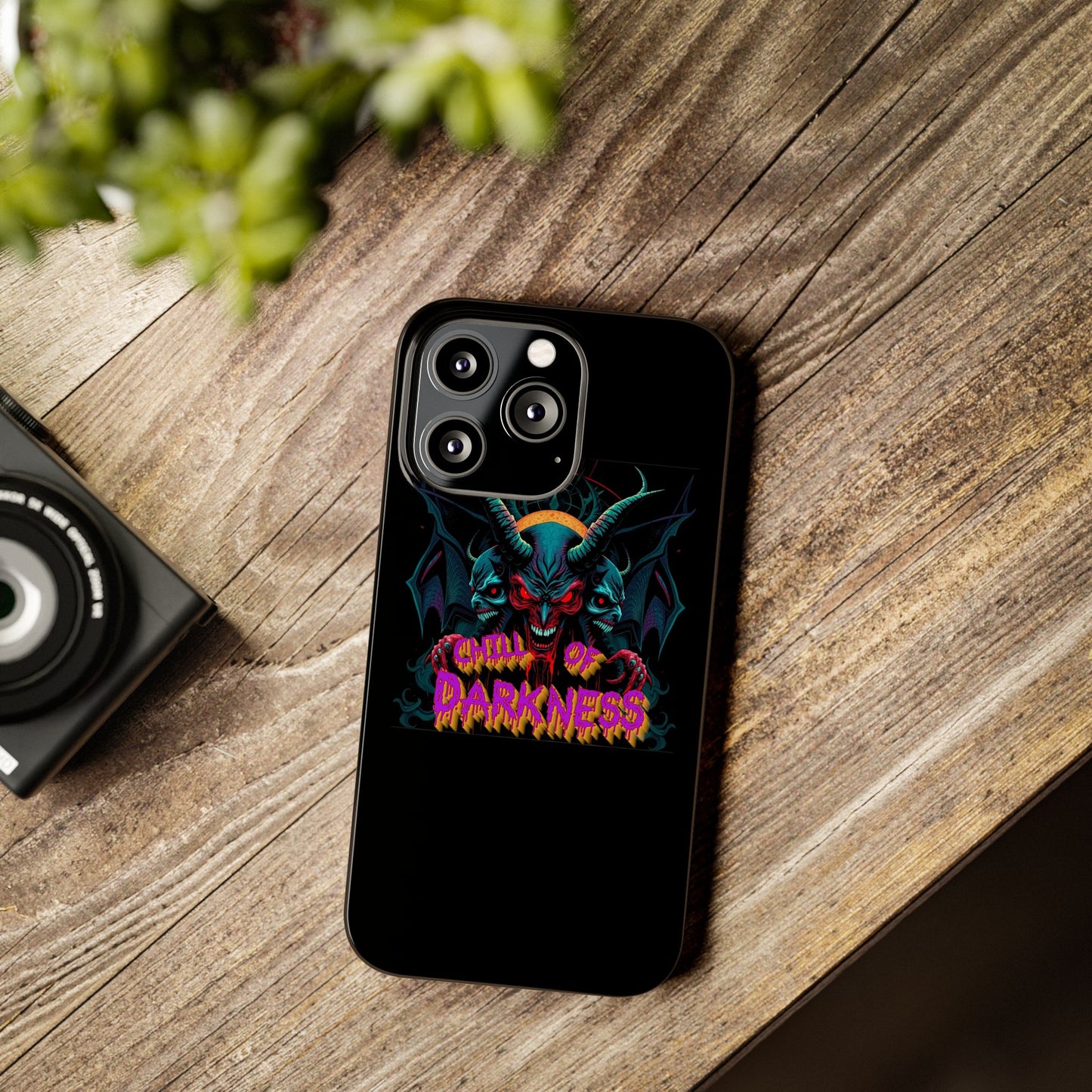 Chill of Darkness Slim Phone Case - Gothic Demon Design