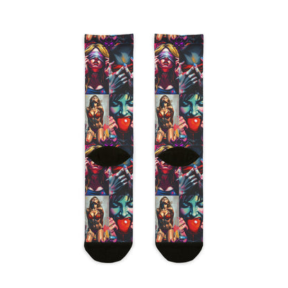 "Ungodly Kinks" Vibrant Graphic Crew Socks with Bold Artwork