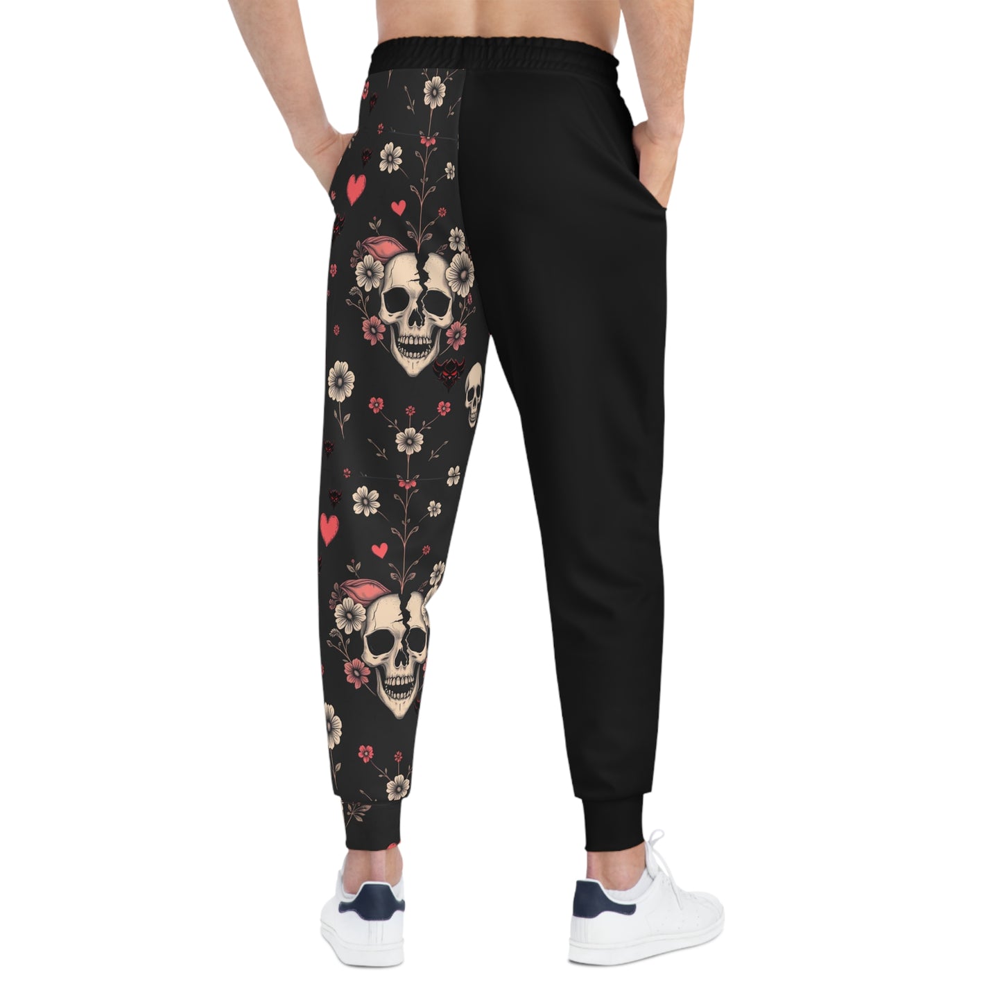 "Dead Love" Floral Skull Athletic Joggers - Trendy Comfortable Pants for Casual Wear