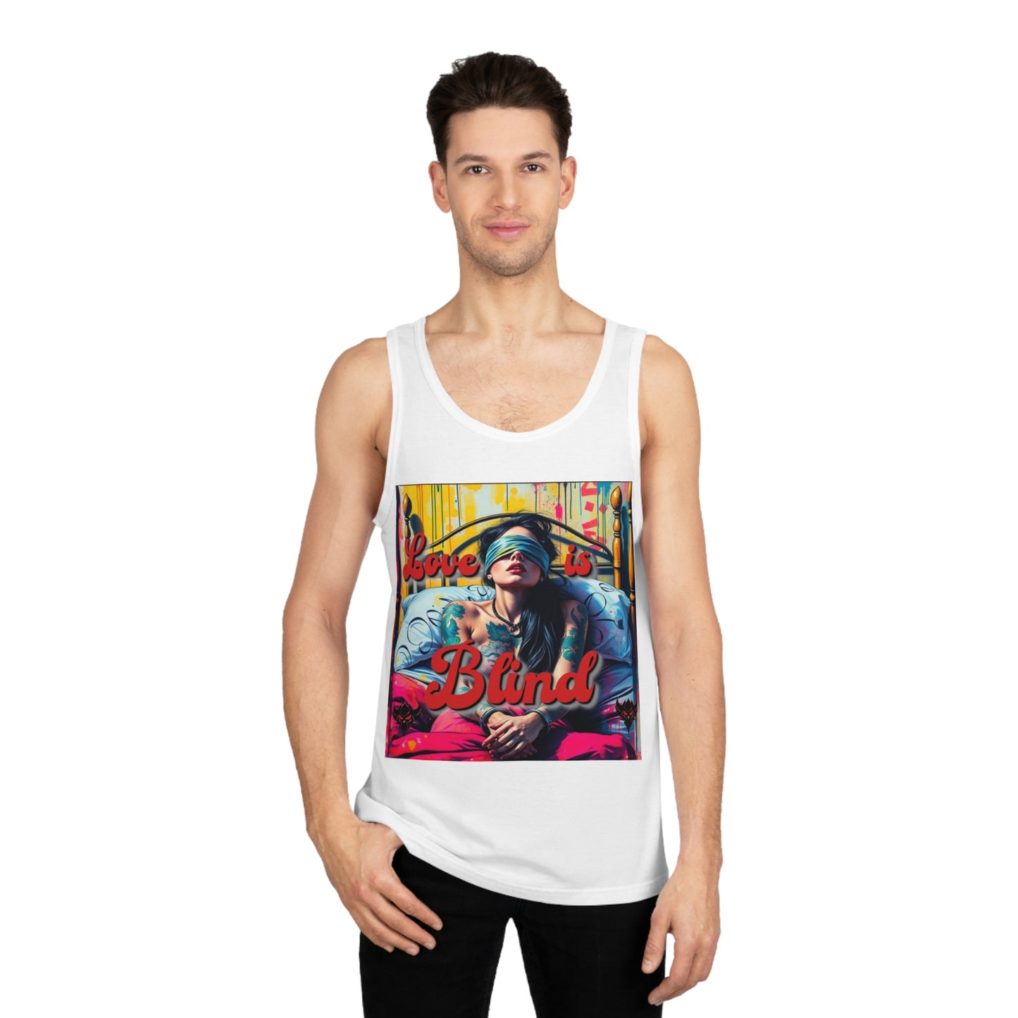 "Love is Blind" Unisex Softstyle™ Tank Top - Stylish Comfort for Summer Celebrations