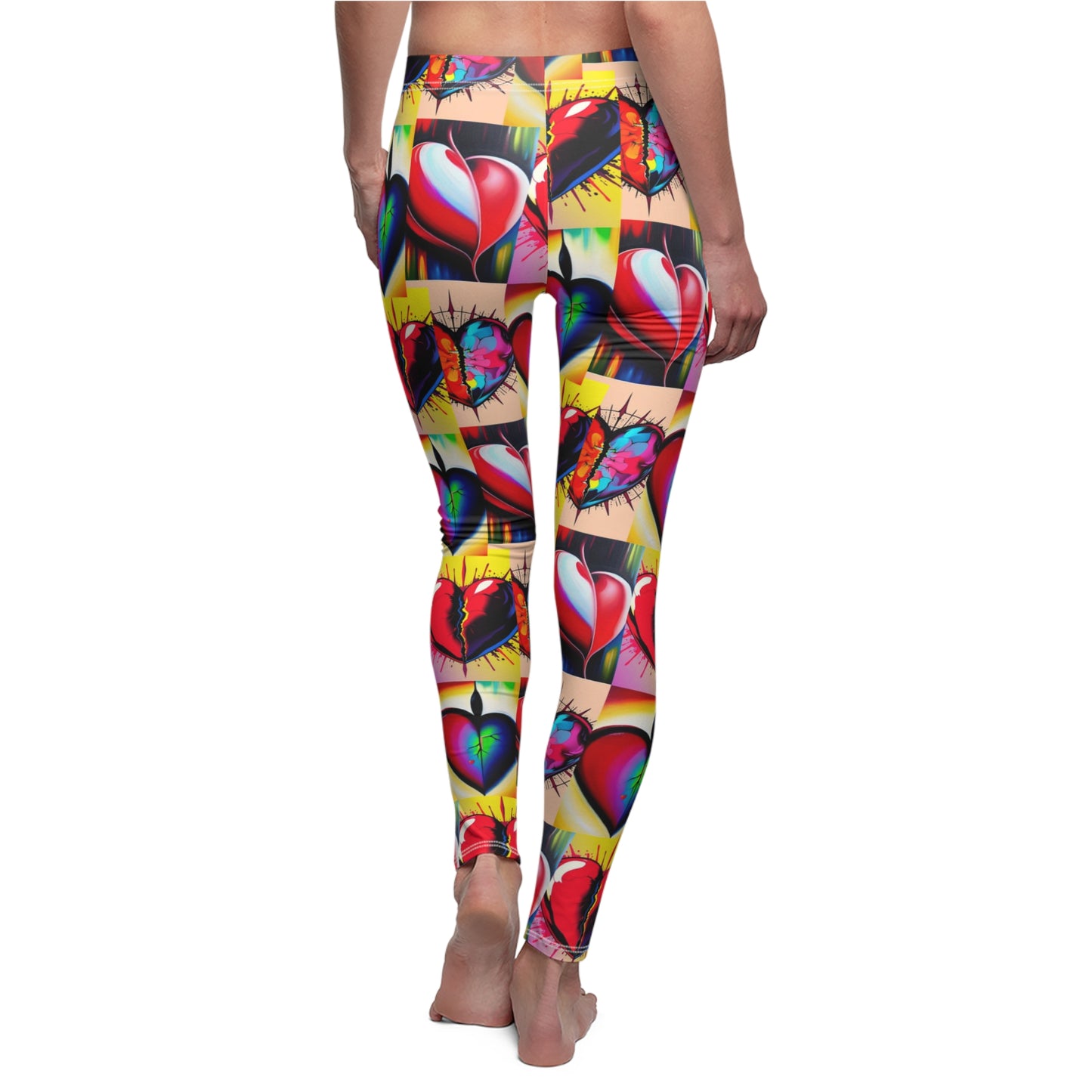 "You Broke Me But I Rebuilt Stronger" Colorful Heart Print Leggings for Women - Casual Fitness Fashion