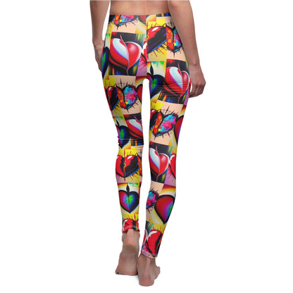 "You Broke Me But I Rebuilt Stronger" Colorful Heart Print Leggings for Women - Casual Fitness Fashion