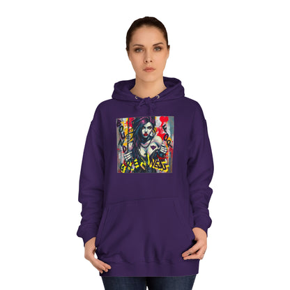 "Bound for Greatness" Artistic Unisex College Hoodie – Vibrant Design for Creative Souls