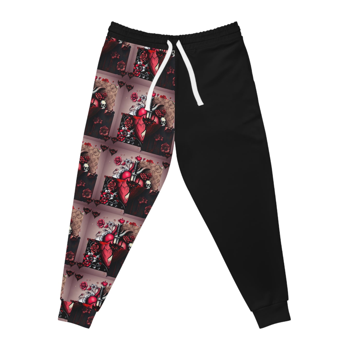 "Tangled Hearts" Stylish Athletic Joggers with Romantic Floral Design - Perfect for Casual Wear and Gifting