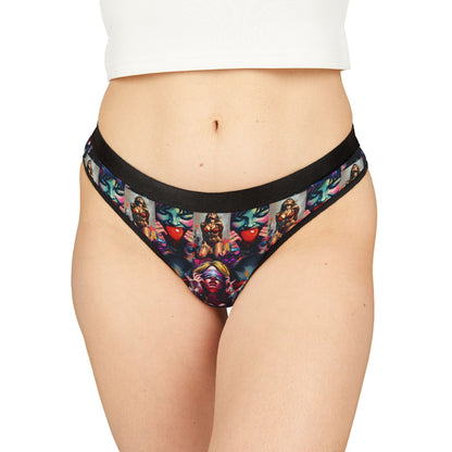 "Ungodly Kinks" Colorful Women's Thongs with Artistic Design - Comfortable and Stylish Intimates