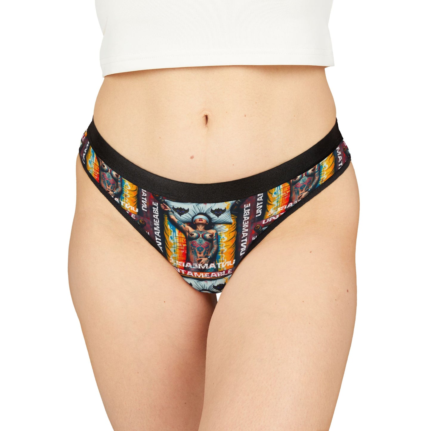 "Untameable" Empowered Women’s Thongs - Bold Graphic Print Underwear for Confident Vibes