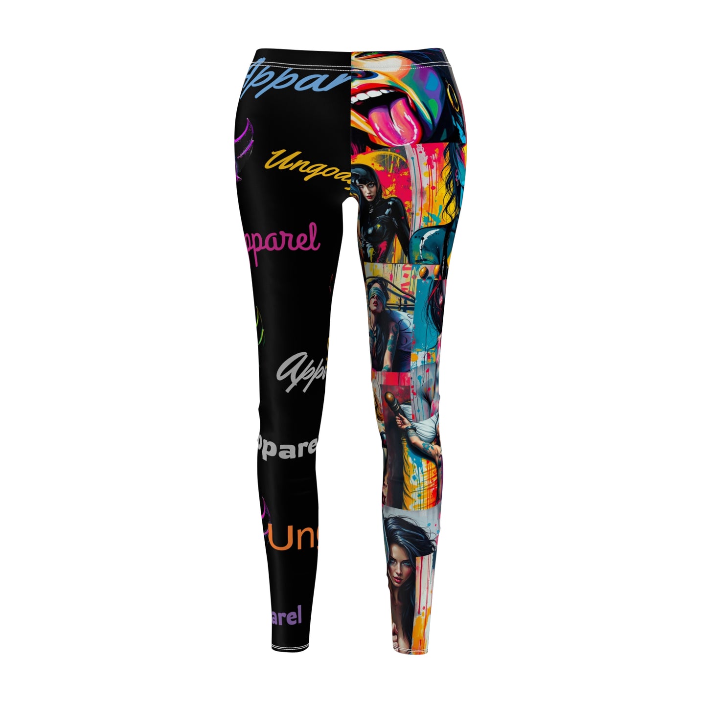 "Collection of Kinks" Bold Graphic Casual Leggings for Women - Colorful Street Art Design